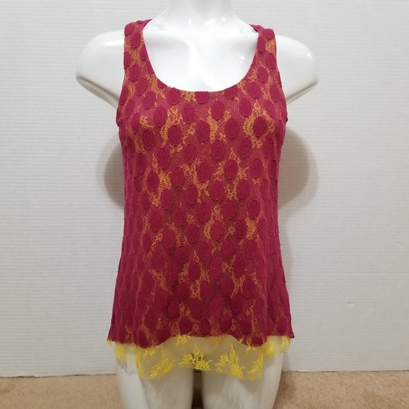 Weston Wear top Small polka dot lace overlay lined sleeveless tank Anthropologie - Picture 1 of 11